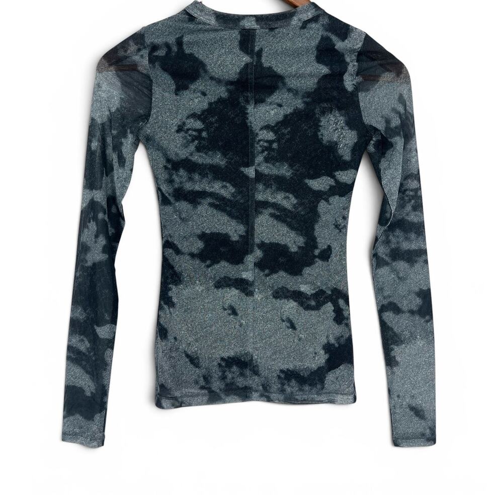 Rag & Bone Yana Printed Mesh Tee Silver Multi Long Sleeve XXS NWT - Picture 11 of 13